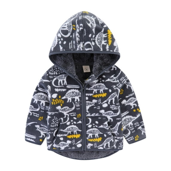 Vedolay Todder Boys Girls Outerwear Cute Boy 2023 Hooded Baby Kids Thick Zipper Girls Coat Grey,130