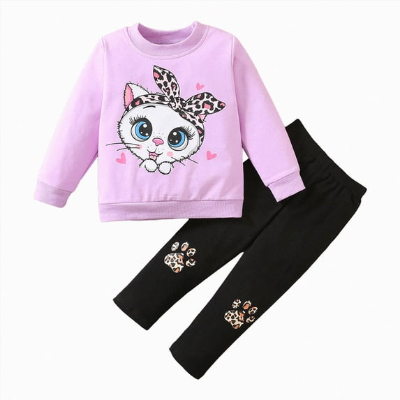 Vedolay Toddler Baby Girl Clothes 12 18 24 Months Fall Outfits Solid Long Sleeve Sweatshirt Tops + Pants Set Girl Clothes (Purple,18-24 Months)