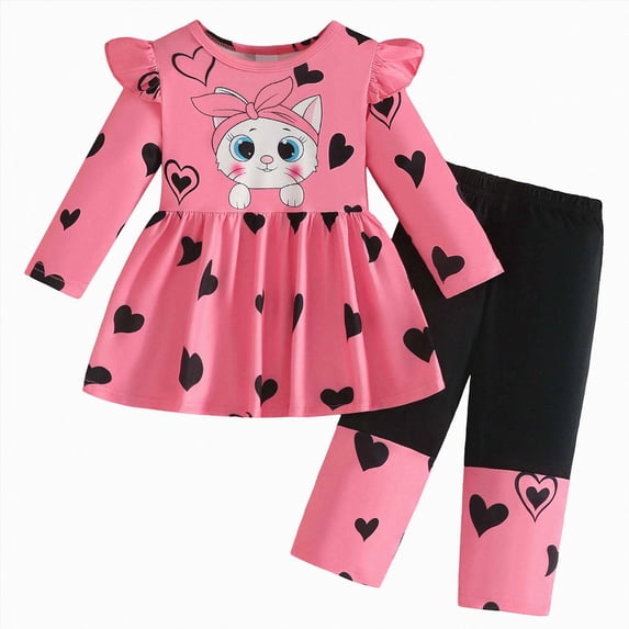 Vedolay Toddler Baby Girl Clothes Long Sleeve Cute Pullover Sweatshirt and Stretch Jogger Pants Set Baby Kids Little Girl 2Pcs Fall Winter Outfits