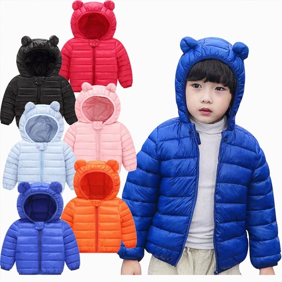 Vedolay Toddler Baby Winter Puffer Coat Cute Bear Hooded Kids Boys Girls Winter Windproof Warm Coats Bear Ears Hooded Padded Jacket Outwear