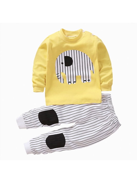 Toddler Boy Fall Winter Outfits Contrast Color Sweatshirt Casual Pants 2Pcs Clothes Set Fall Winter Set for 0 6 12 18 24 M 1t 2t 3t 4t 5t 6t 7t (Yellow,1-2 Years)