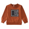 thumbnail image 1 of Vedolay Toddler Boys Clothes 2023 Toddler Girl Boy Solid Knit Casual Sweater Blouse Pullover Sweatshirt Brown,120, 1 of 5