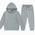 thumbnail image 1 of Vedolay Toddler Boys Girls Clothes Fall Winter Outfit Sets 2T 3T 4T 5T 6T 7T 8T Solid Color Long Sleeve Pullover Hoodie Sweatshirt and Elastic Pants Set 2 Piece Casual Clothing, 1 of 3