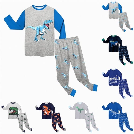 Vedolay Toddler Boys Pajamas Long Sleeve Top Long Pants Pajama Sets Kids Funny Dinosaur Prints Pjs 2 Piece Boy Sleepwear 6-7 Years