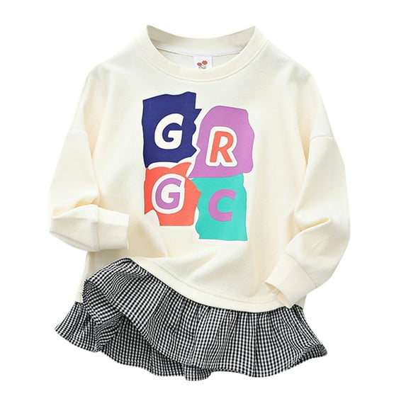 Vedolay Toddler Girl Outfits Long Sleeve Shirts Girl Casual Pullover Sweatshirt Hooded Sweater Tops White,120