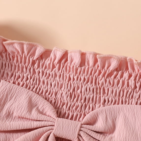 Vedolay Toddler Girl Short Set Girl Clothes Outfit Cold Shoulder Top + Striped Shorts 2 Piece Summer Clothing Set,Pink 2-3 Years