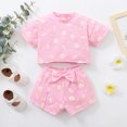 thumbnail image 1 of Vedolay Toddler Girl Short Set Girls 2 Piece Outfits Short Sleeve Twist Wrap Top and Tie Front Shorts Set,Pink 12-18 Months, 1 of 4