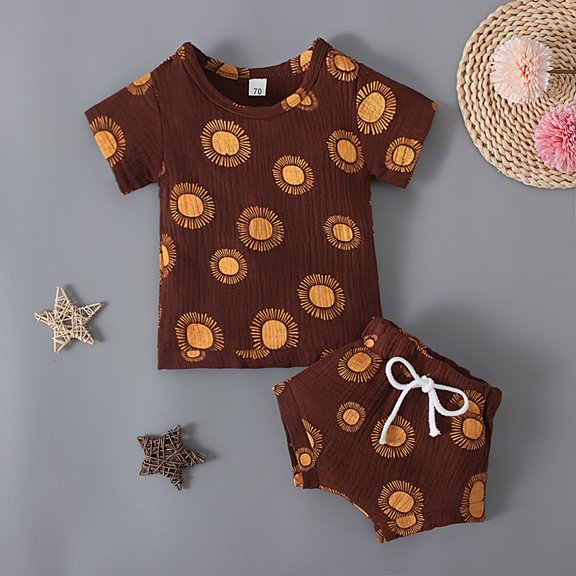 Vedolay Toddler Girl Short Set Toddler Girl Clothes Summer Sets Sleeveless T-shirt Top+Stripe Shorts 2Pcs Set,A 3 Months