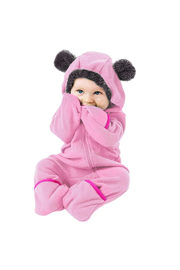 Toddler Jacket Long Sleeve Leopard Zip-Up Hooded Coat Fall 2023 Pink,80