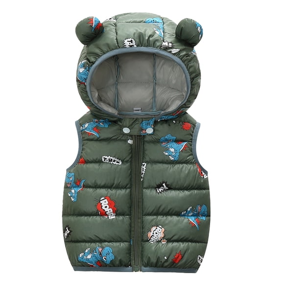 Vedolay Toddler Kids Winter Jackets Hooded Outerwear Zipper Warm Winter 2023 Coat Cute Clothing Green,120