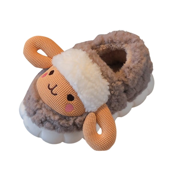 Vedolay Toddler Slippers Cozy Soft Anti-Slipe Soft Plush Warm House Slippers Coffee,24