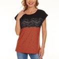 thumbnail image 1 of Vedolay Top Women's Casual V Neck Tops Drawstring Short Sleeve T Shirt Blouses,Orange M, 1 of 5