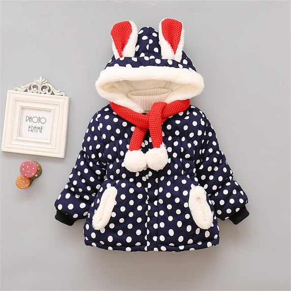 Vedolay Tops Girls Sherpa Outerwear Coats Winter Long Sleeve Padded Top for Kids,Navy 9-12 Months