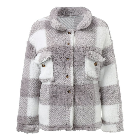 Vedolay Tops Womens Casual Puff Sleeve Single Button Open Front Lapel Office Casual Jackets,Gray XXL