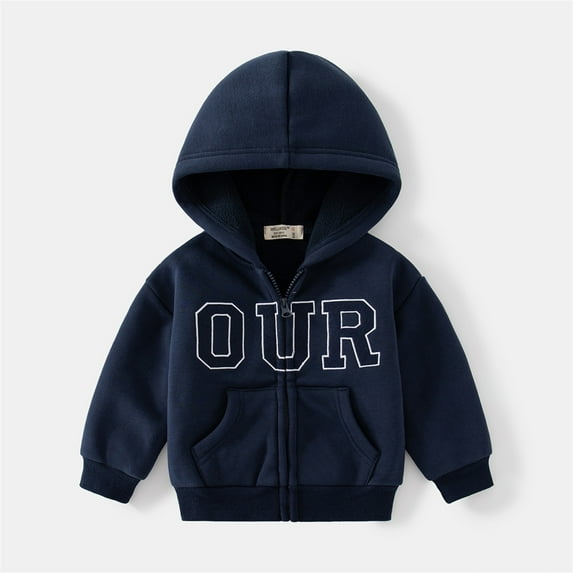 Vedolay Tops for Boy Winter Puffer Coat with Pockets and Hood,Navy 5-6 Years