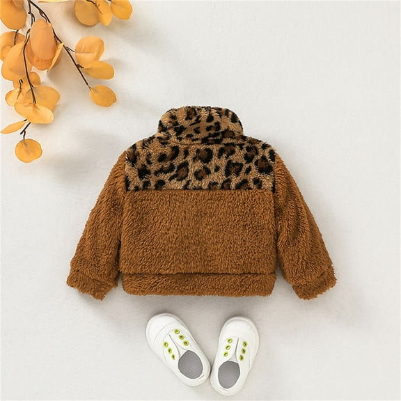 Vedolay Tops for Girl Casual Girls Fall Winter Casual Fuzzy Outwear Loose Coat with Pockets,A 12-18 Months