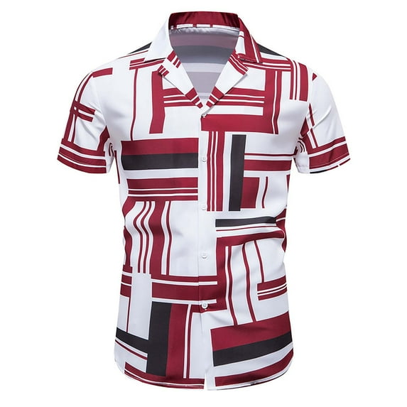 Vedolay Tops for Men Performance Quick Dry Short-Sleeve Casual Shirt,Red XL