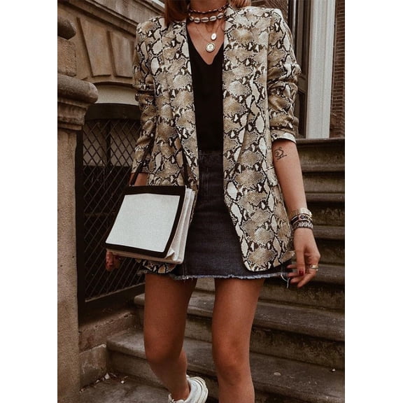 Vedolay Tops for Women Casual Office Casual Jacket for Women Long Sleeve Open Front Jacket,Khaki XL