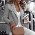 thumbnail image 1 of Vedolay Tops for Women Casual Womens Lapel Collar Single Long Sleeve Crop Top Casual Jacket,Gray L, 1 of 5