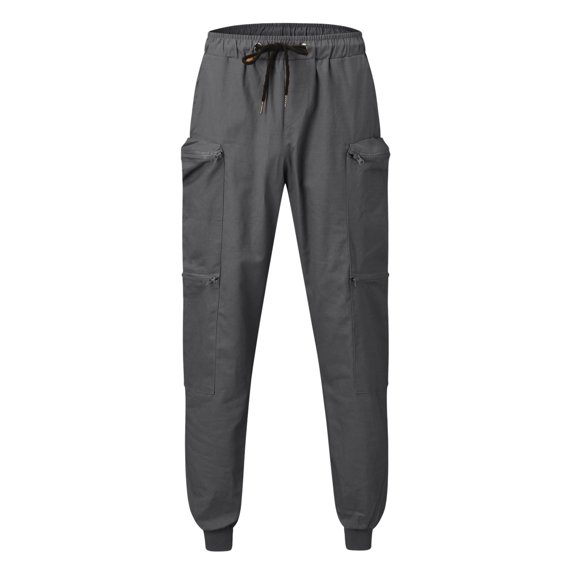 Vedolay Trousers For Men Men Jogging Cargo Pants for Men Slim Fit with Pocket Joggers Outdoor Sweatpants Drawstring Trousers Jogging Pants,Gray M