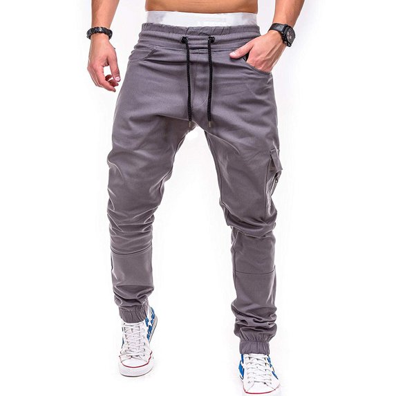 Vedolay Trousers Men's High Stretch Multi-Pocket Skinny Cargo Pants, Outdoor Trousers,Gray XXL
