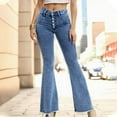 thumbnail image 1 of Vedolay Trousers Women Bell Bottom Jeans High Waisted Ripped Flare Wide Leg Denim Pants,Blue S, 1 of 5