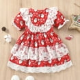 thumbnail image 1 of Vedolay Tshirt Dress Toddler Baby Girls Summer Dress Ruffle Straps Princess Sundress Floral Printed Casual Beach Holiday Dress,Red 18-24 Months, 1 of 5