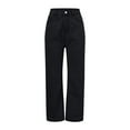 thumbnail image 1 of Vedolay Tummy Control Jeans Women's Wide Leg Jeans High Waist Straight Loose Denim Pants with Pockets,Black S, 1 of 5