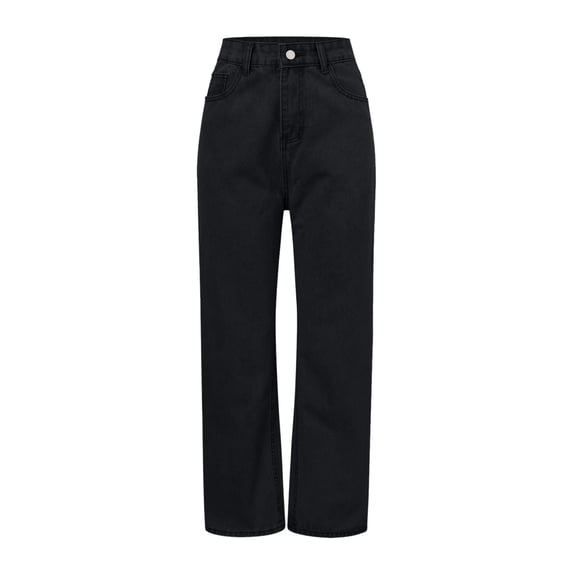 Vedolay Tummy Control Jeans Women's Wide Leg Jeans High Waist Straight Loose Denim Pants with Pockets,Black S