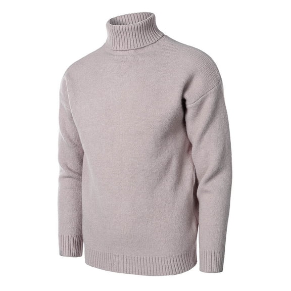 Vedolay Turtleneck Men Winter Warm Pullover Knitted Warm Tops Grey,M