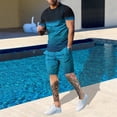 thumbnail image 1 of Vedolay Two Piece Set For Men Men Tracksuits 2 Piece Set Short Sleeve Casual Beach Sportwear Outfits,Sky Blue M, 1 of 2