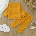 thumbnail image 1 of Vedolay Two Piece Sets for Boy Boys' 2 Pieces Print Round Neck Long Sleeve Tee and Waist Pants Set,Orange 6-12 Months, 1 of 4
