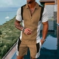 thumbnail image 1 of Vedolay Two Piece Short Outfit 2023 Mens Sport Set Summer Tops and Shorts Stylish Casual Sweatsuit Sets,Khaki 3XL, 1 of 2