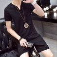thumbnail image 1 of Vedolay Two Piece Short Outfit Mens Short Sets 2 Piece Outfits Summer Shirt and Shorts Set,Black S, 1 of 4