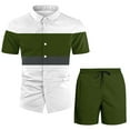 thumbnail image 1 of Vedolay Two Piece Short Outfits Men's 2 Piece Outfits Striped Short Sleeve Button Down Shirt and Drawstring Shorts Set,Red XL, 1 of 3