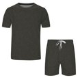 thumbnail image 1 of Vedolay Two Piece Short Outfits Men's Summer Tracksuit 2 Piece Outfits Solid Short Sleeve T-Shirts Shorts Set,Blue XL, 1 of 3