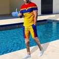 thumbnail image 1 of Vedolay Two Piece Short Set 2023 Mens Summer 2 Piece Set Short Sleeve T Shirts and Shorts Stylish Casual Sweatsuit Set,Yellow M, 1 of 2