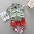 thumbnail image 1 of Vedolay Two Piece Short Set For Boy Kids Hawaiian Outfits For Boys Graphic Print Tee Shirt & Short Set 2Pcs Summer Beach Clothes Set,Green 12-24 Months, 1 of 5