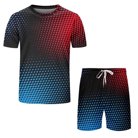 Vedolay Two Piece Short Set For Men Mens Tshirt and Shorts Set 2 Piece Outfits Casual Summer Tracksuits Set with Pocket,Red M