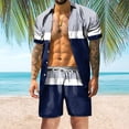 thumbnail image 1 of Vedolay Two Piece Short Set Men's Summer 2 Piece Outfits Casual Short Sleeve Shirts and Classic Fit Shorts Sets,White S, 1 of 5