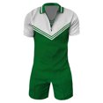 thumbnail image 1 of Vedolay Two Piece Short Set Mens Short Sets 2 Piece Outfits Casual Short Sleeve and Shorts Stripe Set,Green L, 1 of 3