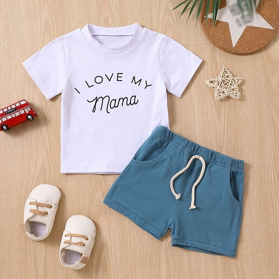 Vedolay Two Piece Shorts Sets For Girl Kids Girls T-shirt+short-sleeved Two-piece Sportswear Summer Short-sleeved Suit,Blue 6-12 Months