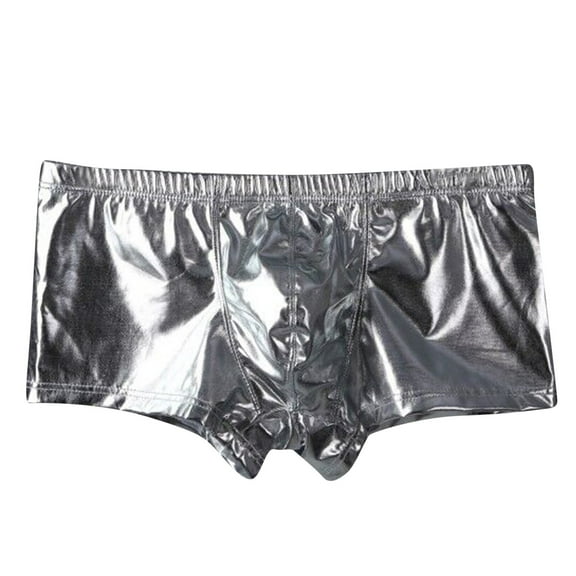 Vedolay Underpants For Men Cotton Bikini Men's Underwear Print Short Leg Split Sides Loose Fit Casual Panties,Silver XL