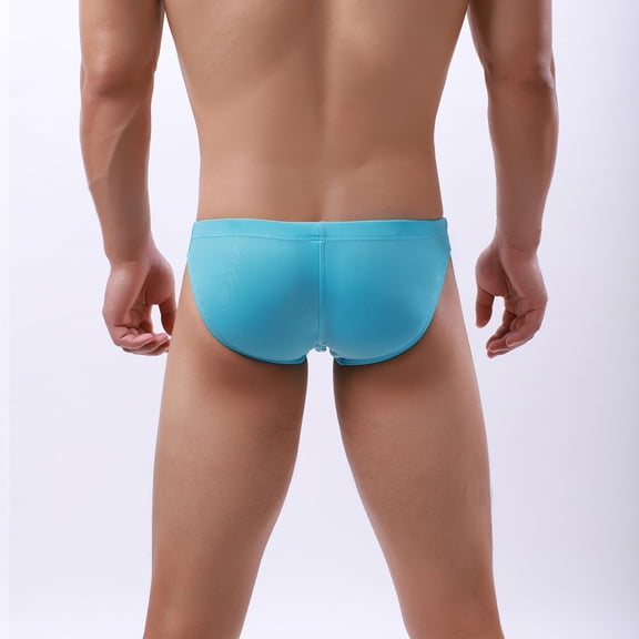 Vedolay Underpants Plus Size Mens Casual Solid Color Leather Shorts Soft Leather Taste Underwear,Sky Blue M