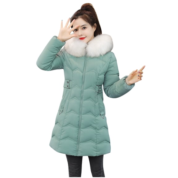 Vedolay Warm Winter Coats Casual Solid Open Front Fall Coat Jacket for Women Mint Green,2XL