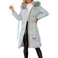 thumbnail image 1 of Vedolay Warm Winter Coats Outerwear Jacket Winter Long Hooded Parka Jacket Light Blue,M, 1 of 5