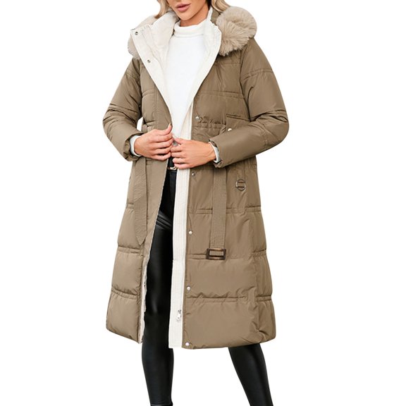 Vedolay Warm Winter Coats for Women Hooded Cardigan Casual Warming Outwear for Autumn Brown,M