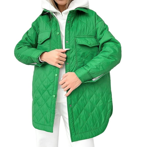 Vedolay Warm Winter Coats for Women Open Front Fall Coat Thin Overcoat Outwear Green,M