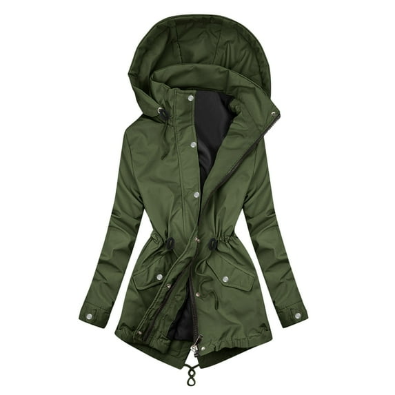 Vedolay Warm Winter Jacket Button Plush Tops Hooded Loose Cardigan Coat Winter Jacket Army Green,XL