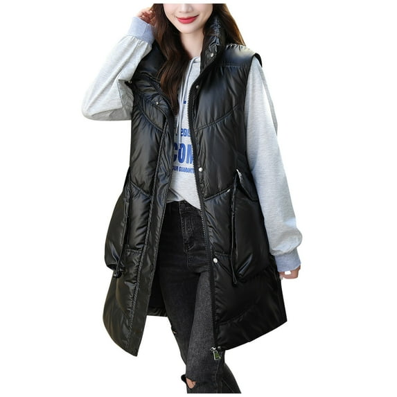 Vedolay Warm Winter Jacket Long Sleeve Casual Zipper Hooded Coat Blouse Jacket for Fall Black,XL